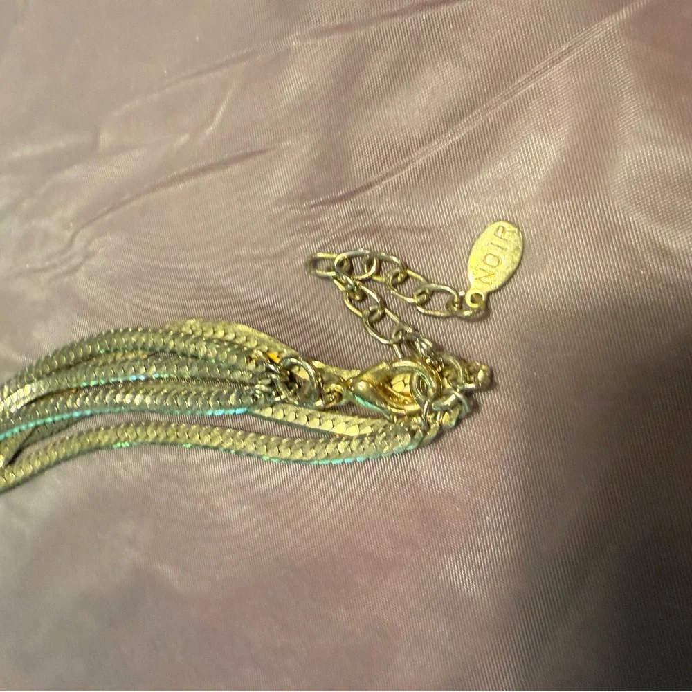Vintage nOir Jewelry Gold/ Enamel Panther Layered Long Necklace